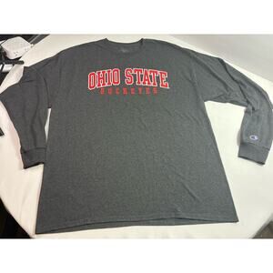 Champion Ohio State Buckeyes Long Sleeve Tee 2XL Gray NCAA Graphic Shirt